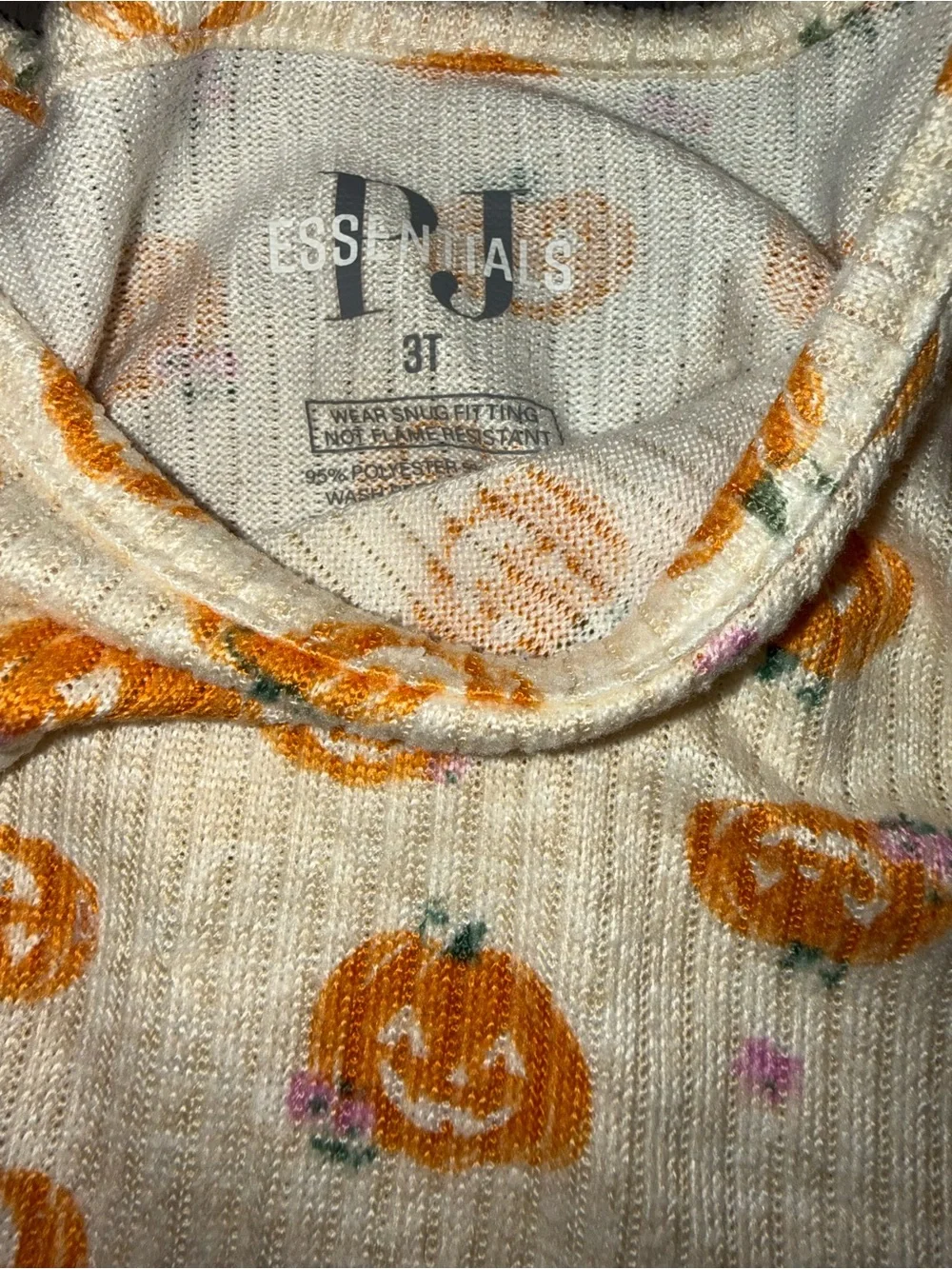 Essentials Cream Pumpkin Print Soft Knit 3T Pajama Set